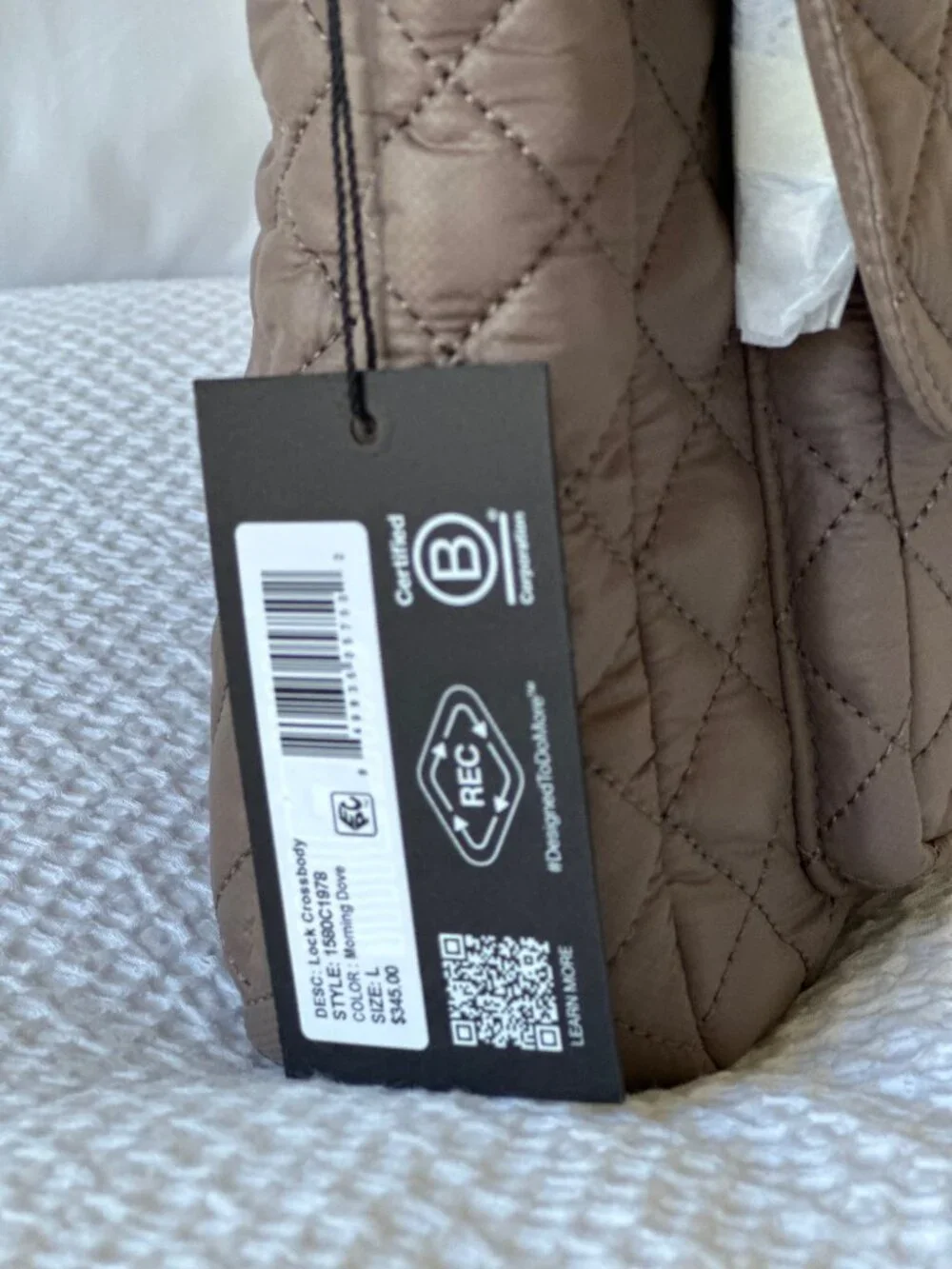 MZ Wallace Quilted Crossbody Bag in Taupe and Gray